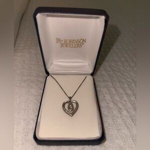 JB Robinson Silver Heart Pendant  Diamond Necklace